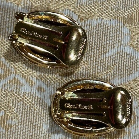 CHRISTIAN DIOR Gold Amethyst Rhinestone EARRING - Picture 10 of 10